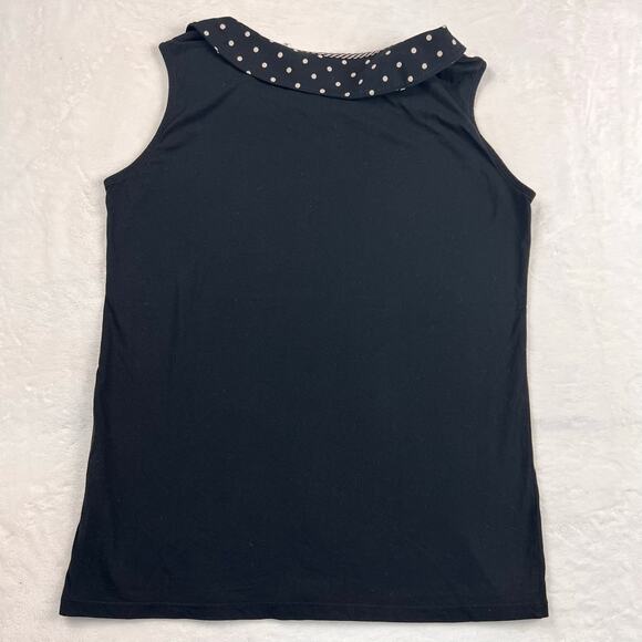 Lulu Guinness Uniqlo Retro Rockabilly Cat Face Polka Dot Collared Tank Top Lrg - Picture 2 of 8